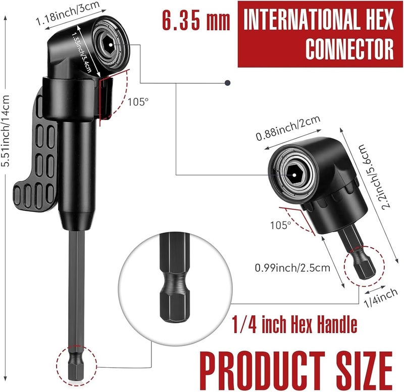 CIGOTU 17Pcs Tools Flexible Drill Bit Extension,Include 3Pcs Rotatable Socket Adapter 2Pcs Hex Shank 105° Right Angle Drill Attachment 10 Short Screwdriver Bits 90° Angled Bits & Bendable Drill Bit Extension - Image 5
